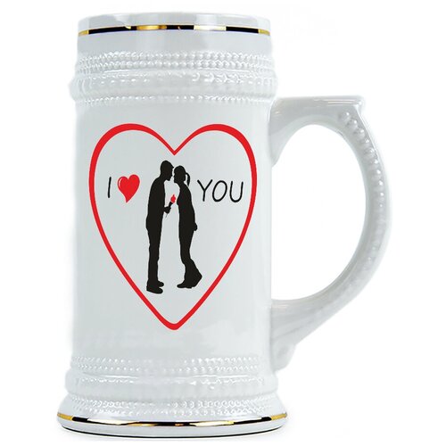 фото Пивная кружка i love you , +парочка целуется, все это обведено сердцем drabs