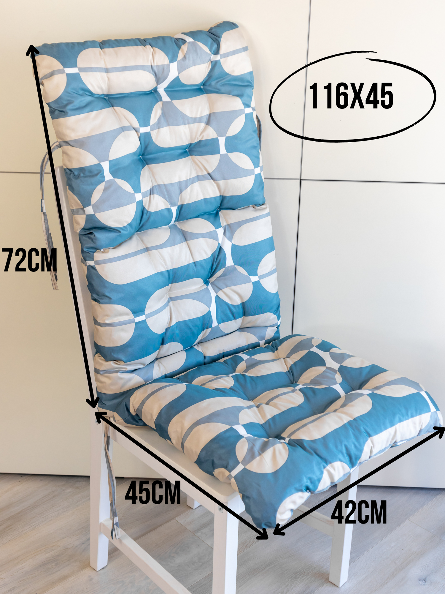 Подушка на садовый стул, 45x116 см геометрия