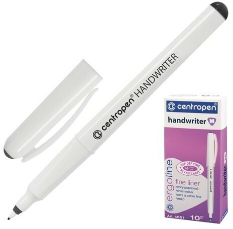 Ручка капиллярная (линер) черная CENTROPEN "Handwriter", трехгранная, линия 0,5 мм, 4651, 2 4651 0112