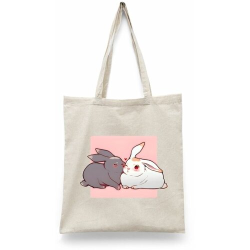 фото Сумка-шоппер унисекс каждому своё "кролик/заяц/rabbit" черная