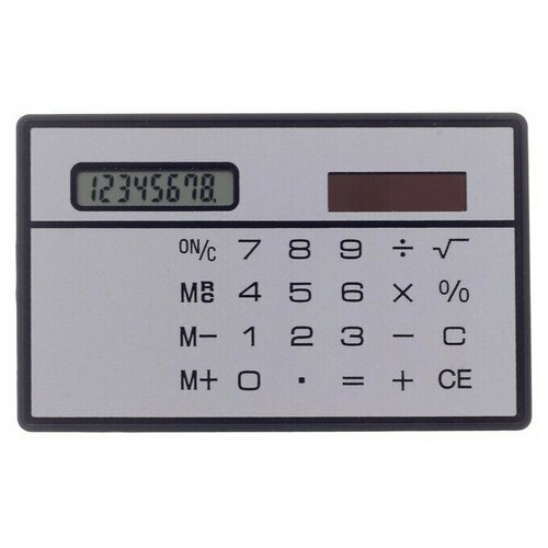 Калькулятор плоский, 8-разрядный, серебристый корпус, 1 шт.