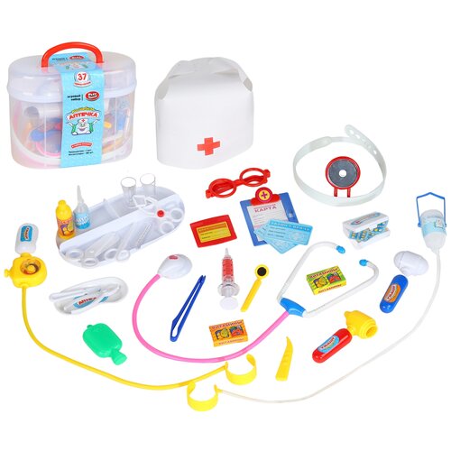 фото Игровой набор детский, для детей "доктор", 32 предмета, в чемоданчике, 23х17x12 см компания друзей