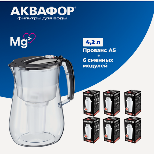 Изображение товара Фильтр для воды Аквафор Прованс черный (6 картриджей в комплекте)