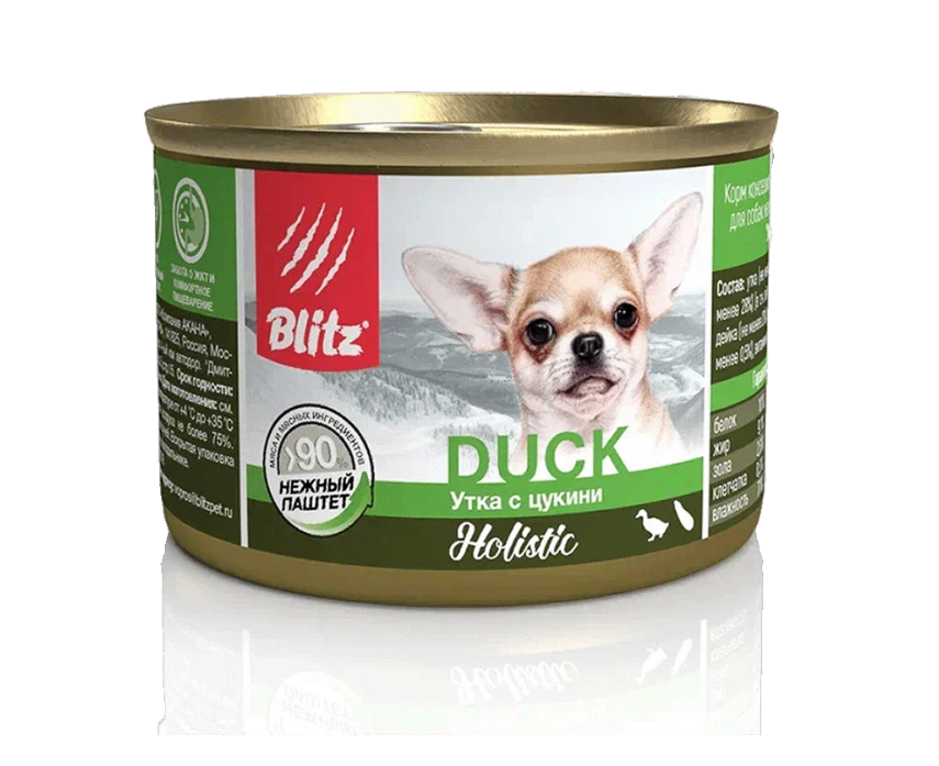 фото Консервы Blitz Sensitive Adult паштет утка с цукини для собак (200 г*6шт)