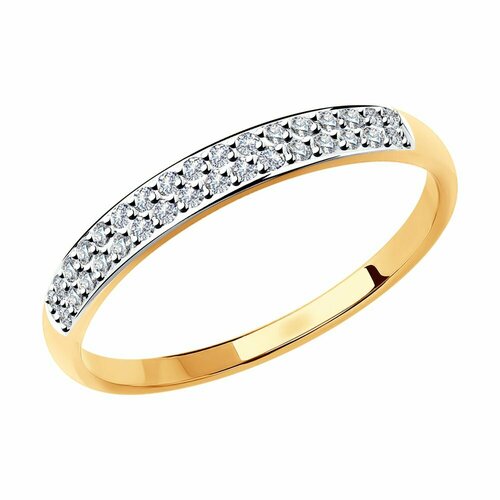 кольцо обручальное sokolov комбинированное золото 585 проба фианит размер 17 Кольцо Яхонт, золото, 585 проба, фианит, размер 17, бесцветный