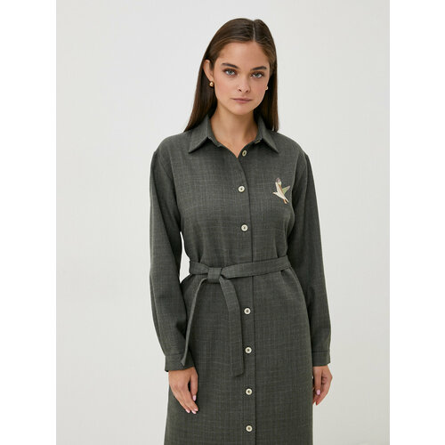 Платье Берегите Птиц, размер M, серый, бежевый