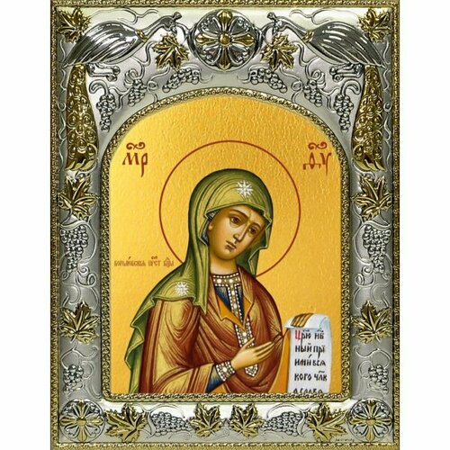 Икона Божьей Матери Боголюбская, 14x18 в серебряном окладе, арт вк-4962