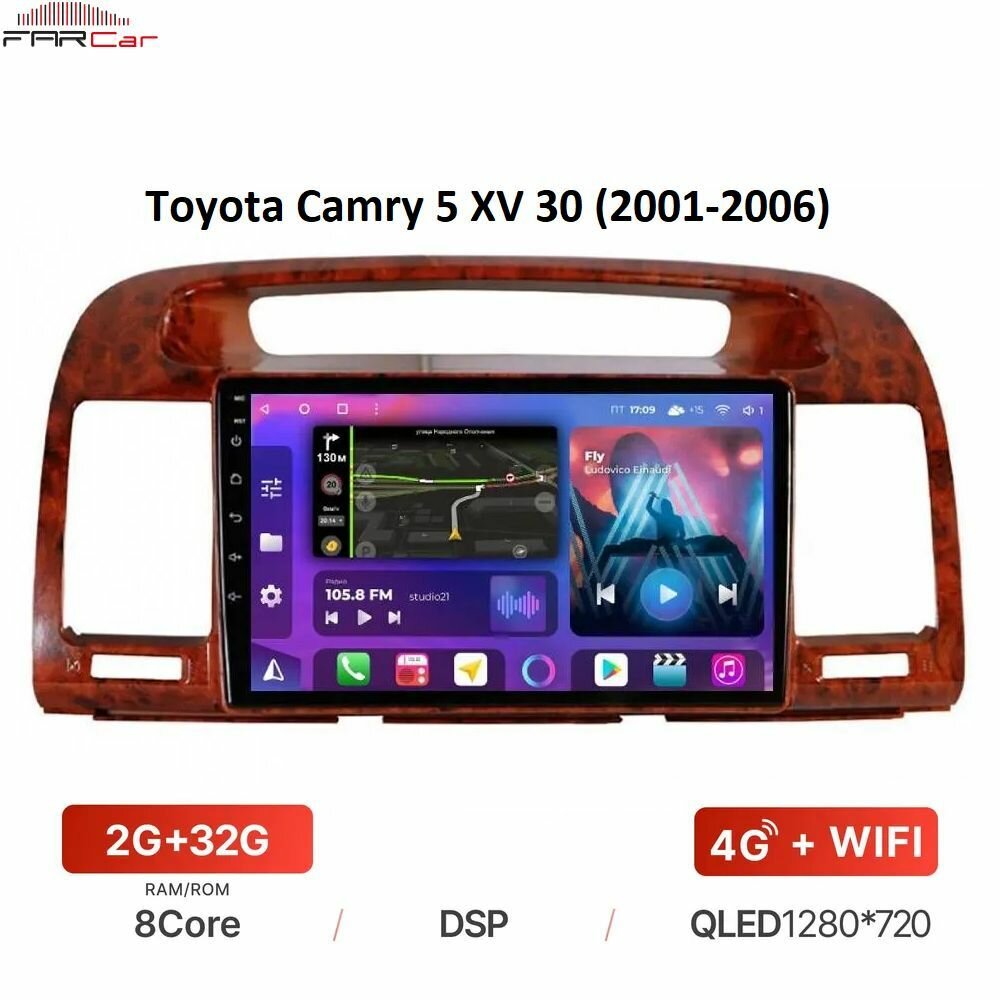 Штатная магнитола FarCar для Toyota Camry 5 XV 30 (2001-2006) на Android 12