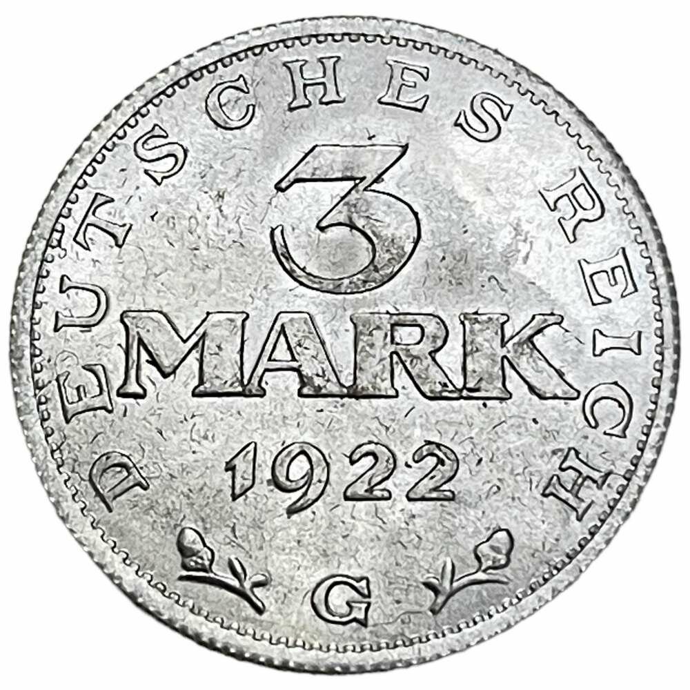 Германия, Веймарская Республика 3 марки 1922 г. (G) (3-я годовщина Веймарской конституции)