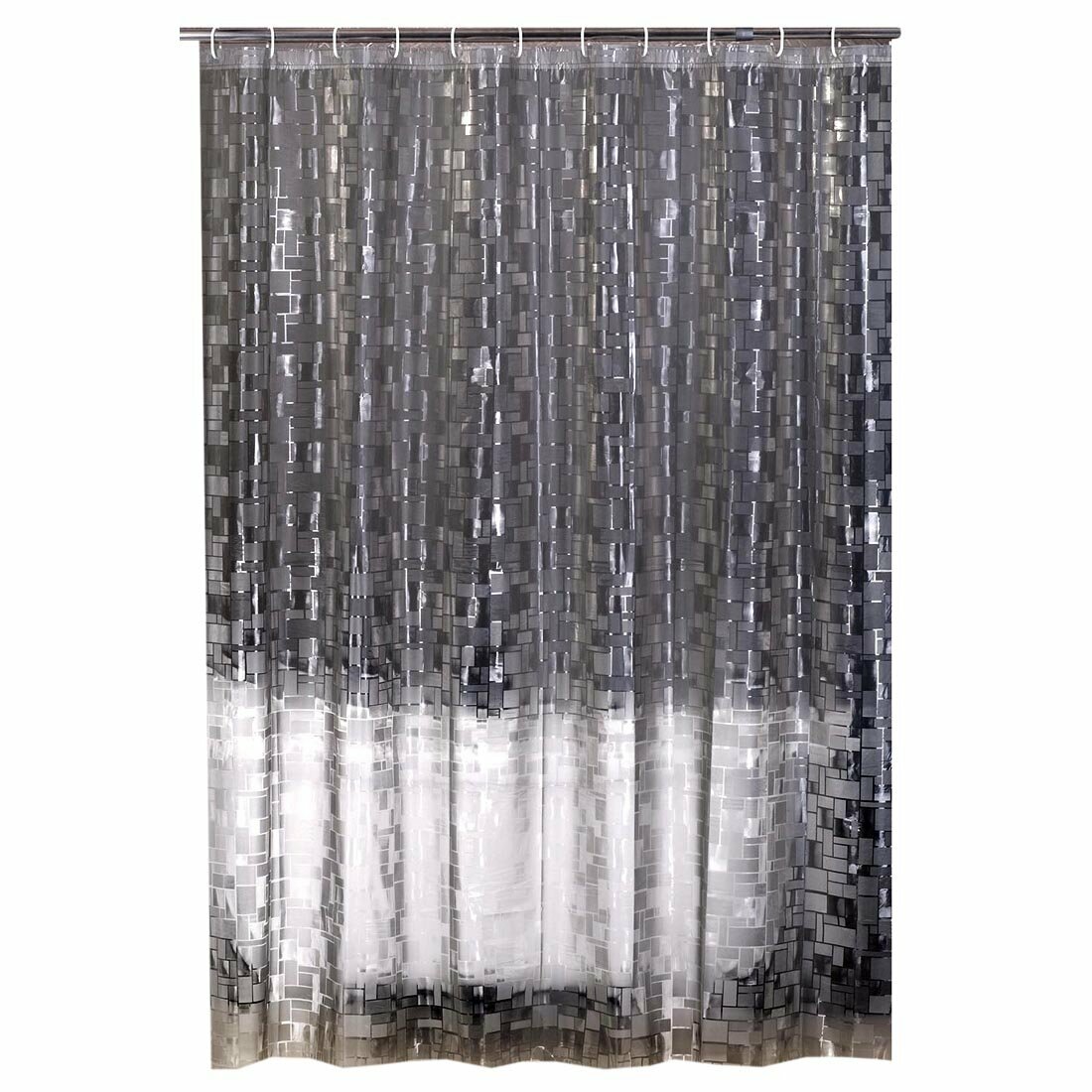 фото Занавеска для ванной Плитка серебристый,180х180 см, PEVA