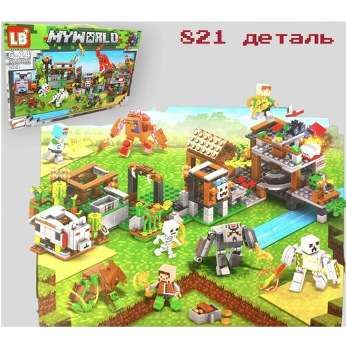 Конструктор Майнкрафт Нападение на деревню Стива / Minecraft 1115 / 821 деталь