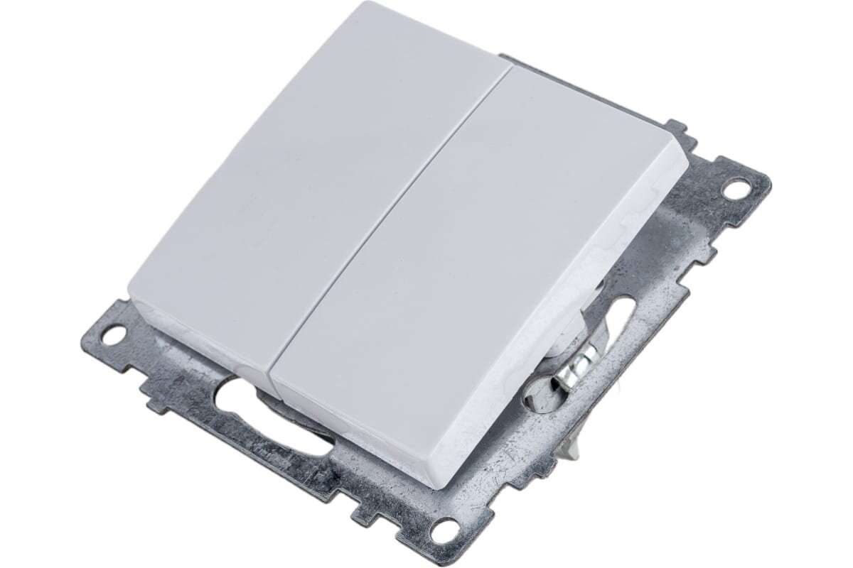 Выключатель двухклавишный (белый) Катрин Stekker GLS10-7104-01 39300 - фото №5
