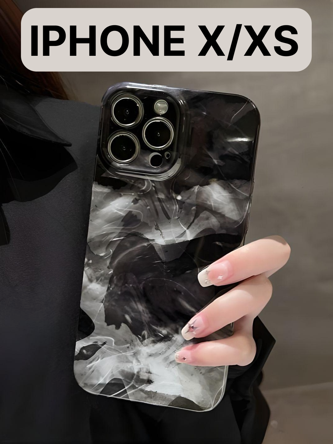 фото Защитный чехол на айфон X/XS пластиковый противоударный бампер для Apple iphone X/XS с защитой камеры, черный