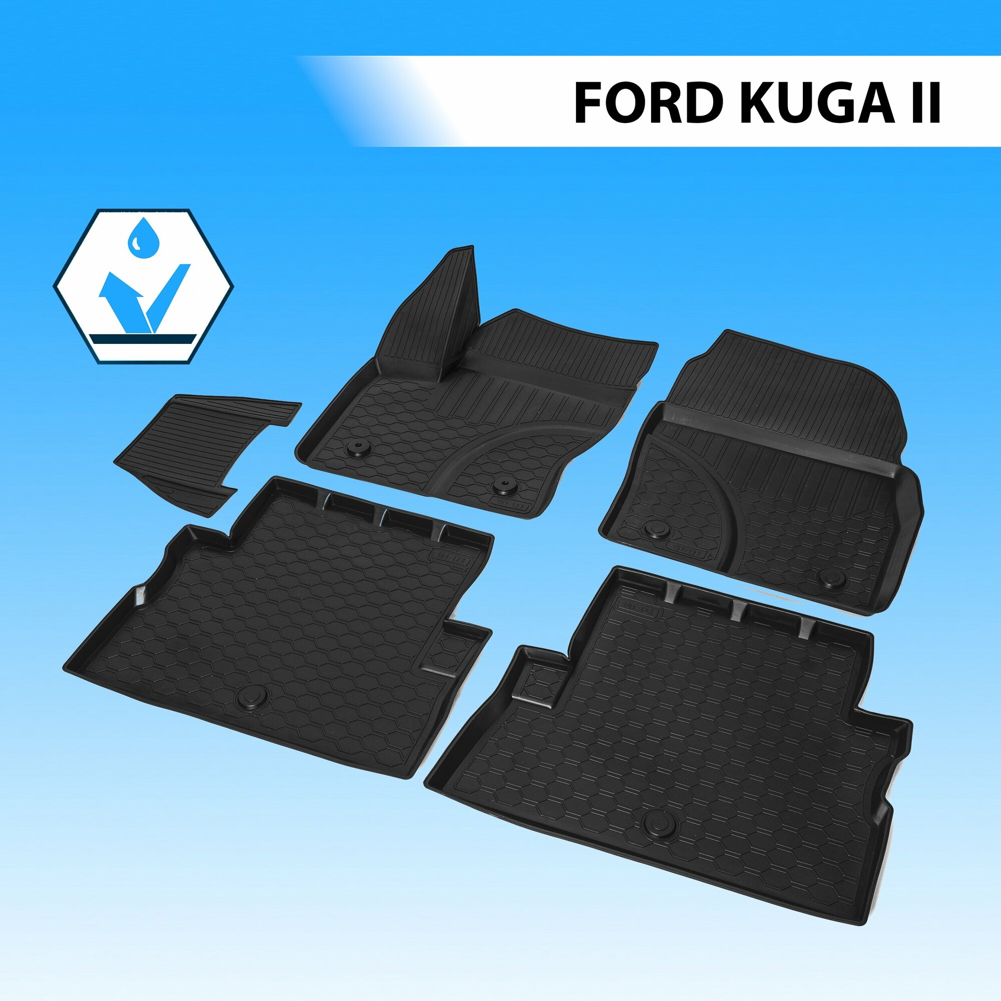 Коврики Салона Ford Kuga Черный Полиуретан Rival Rival 11804001 Rival арт. 11804001