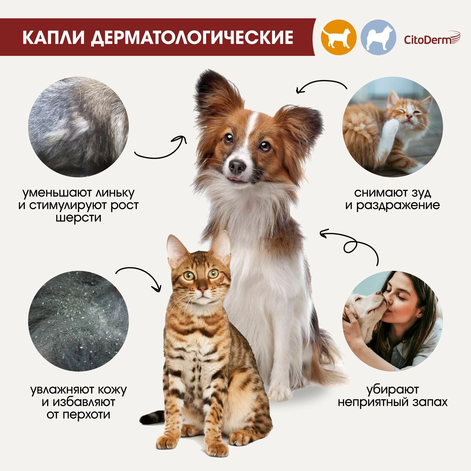 Капли дерматологические CitoDerm для кошек и собак до 10 кг, 4 пипетки по 1мл - фото №16