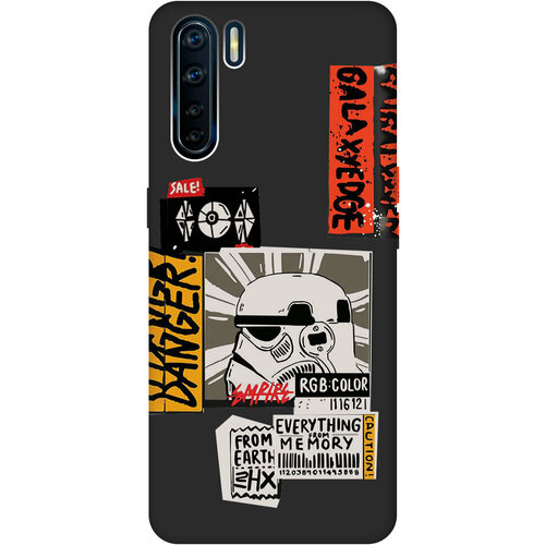 Матовый Soft Touch силиконовый чехол на OPPO A91, Reno3, Оппо А91, Рено 3 с 3D принтом Stormtrooper Stickers черный матовый чехол cute stickers для oppo a91 reno3 оппо а91 рено 3 с 3d эффектом черный