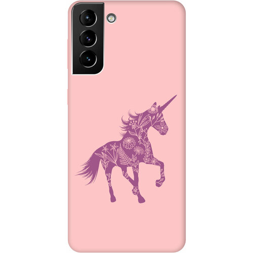 Силиконовый чехол на Samsung Galaxy S21+, Самсунг С21 Плюс Silky Touch Premium с принтом Floral Unicorn светло-розовый силиконовый чехол на samsung galaxy a13 5g самсунг а13 silky touch premium с принтом floral unicorn светло розовый