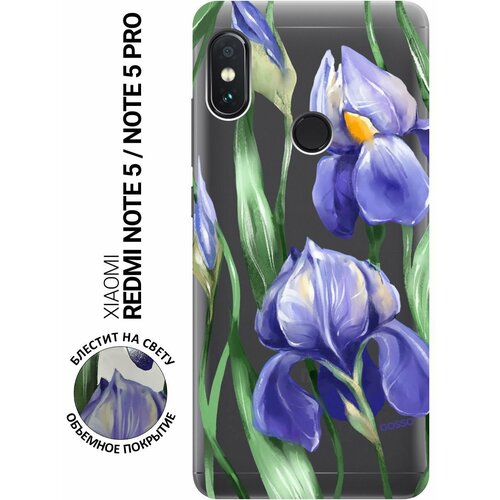 Силиконовый чехол на Xiaomi Redmi Note 5, Note 5 Pro, Сяоми Редми Ноут 5, Ноут 5 Про с 3D принтом Amazing Irises прозрачный чехол книжка на xiaomi redmi note 5 note 5 pro сяоми редми ноут 5 ноут 5 про с 3d принтом amazing irises золотой