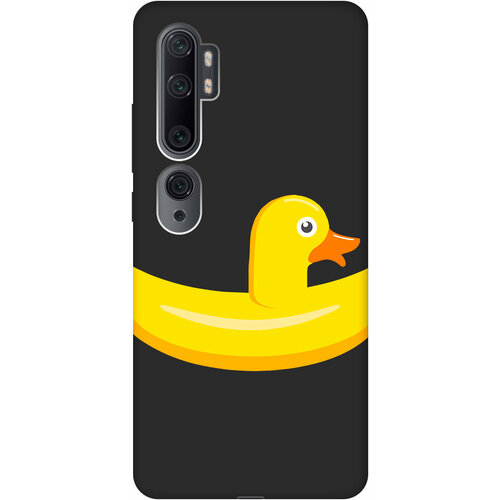 Матовый Soft Touch силиконовый чехол на Xiaomi Mi Note 10, Note 10 Pro, Сяоми Ми Ноут 10, Ми Ноут 10 Про с 3D принтом Duck Swim Ring черный матовый soft touch силиконовый чехол на xiaomi mi 6 сяоми ми 6 с 3d принтом duck swim ring черный