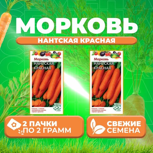 Морковь Нантская красная, 2,0г, Гавриш, Овощная коллекция (2 уп)