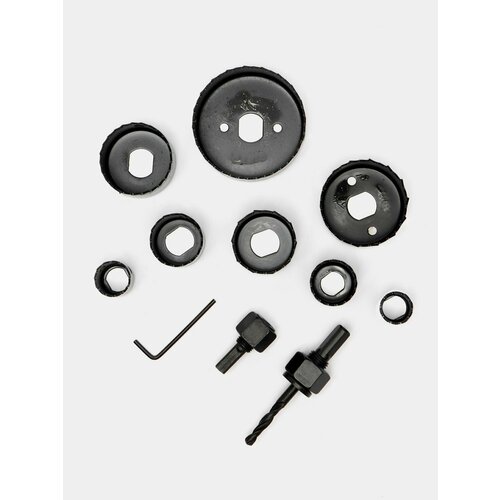 Набор коронок по дереву кольцевые пилы 11 штук 19 22 25 29 38 44 51 64 мм HCS 1599₽