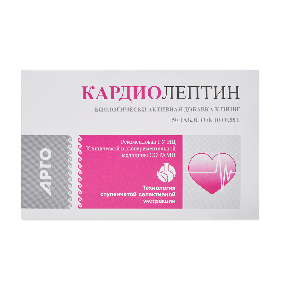 Картинки Биологически активная добавка "Кардиолептин", способствует снижению артериального давления, МедБиоСфера, Россия, таблетки массой 0,55 гр, 50 шт