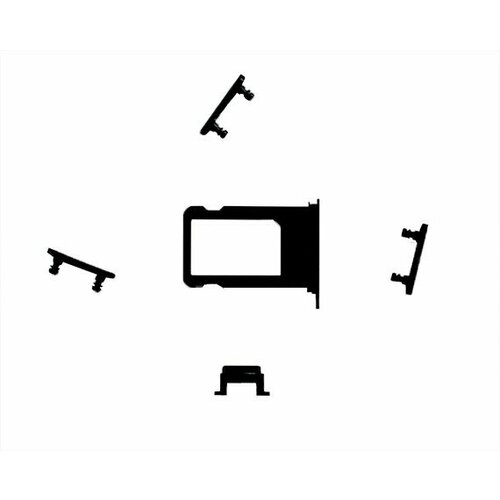 IPhone 7 - держатель Sim карты (4.7) черный + толкатель кнопки громкости и блокировки