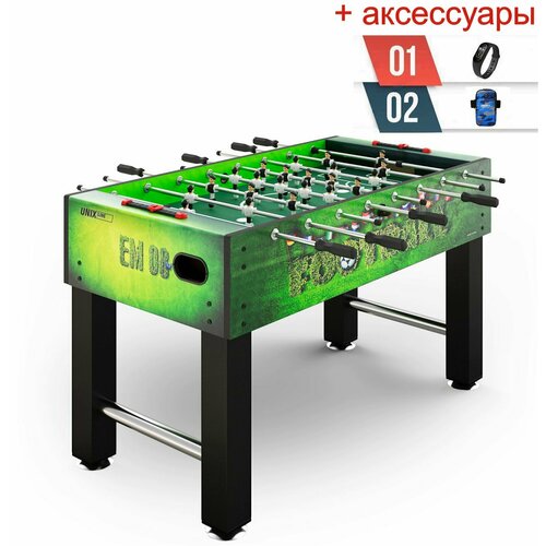 фото Игровой стол unix line футбол - кикер (140х74 cм) green + аксессуары