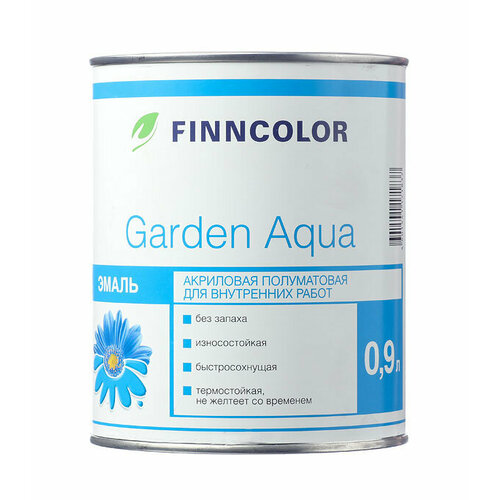 Эмаль FINNCOLOR Garden Aqua А акриловая полумат 0,9л белая, арт.700006478