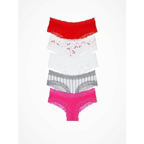 фото Трусы victoria's secret, 5 шт., размер s, красный, розовый, серый, белый