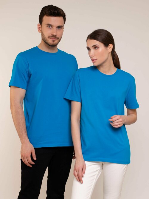 Футболка Uzcotton футболка мужская UZCOTTON однотонная базовая хлопковая, размер 42-44XS, голубой
