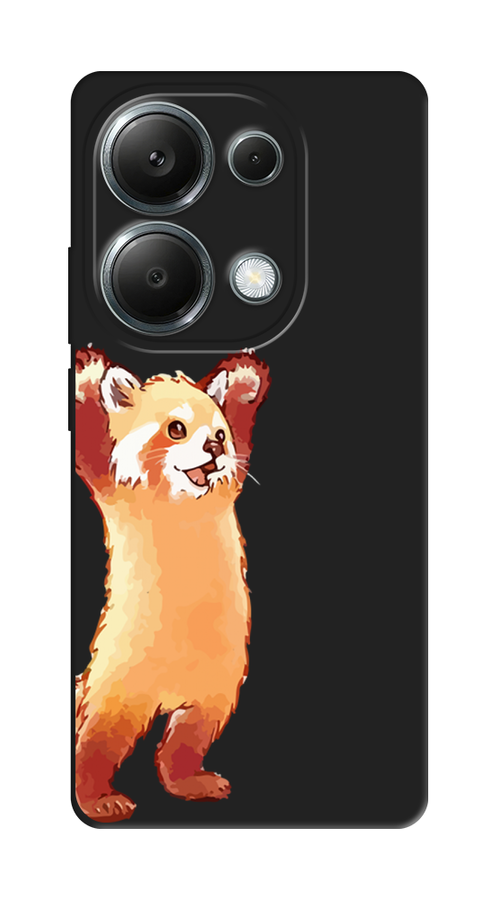 Матовый силиконовый чехол на Xiaomi Redmi Note 13 Pro 4G/Poco M6 Pro 4G / Сяоми Редми Нот 13 Про 4G/Поко М6 Про 4G Красная панда в полный рост, черный