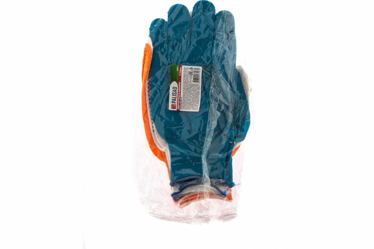 Перчатки в наборе, цвета: оранжевые, синие, белые, ПВХ точка, XL, Россия Palisad - фото №2