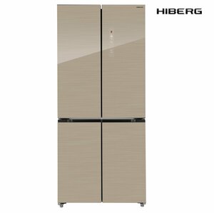 Отдельностоящий холодильник с возможностью встраивания HIBERG RFQ-600DX NFGY Inverter Cross Door "Бежевое стекло с золотистыми нитями" 192*84
