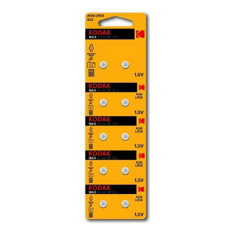 Kodak Батарейка AG8 391 LR1120, LR55 KAG8-10 Max Button Cell 100 1000 98000 10 шт. в уп-ке