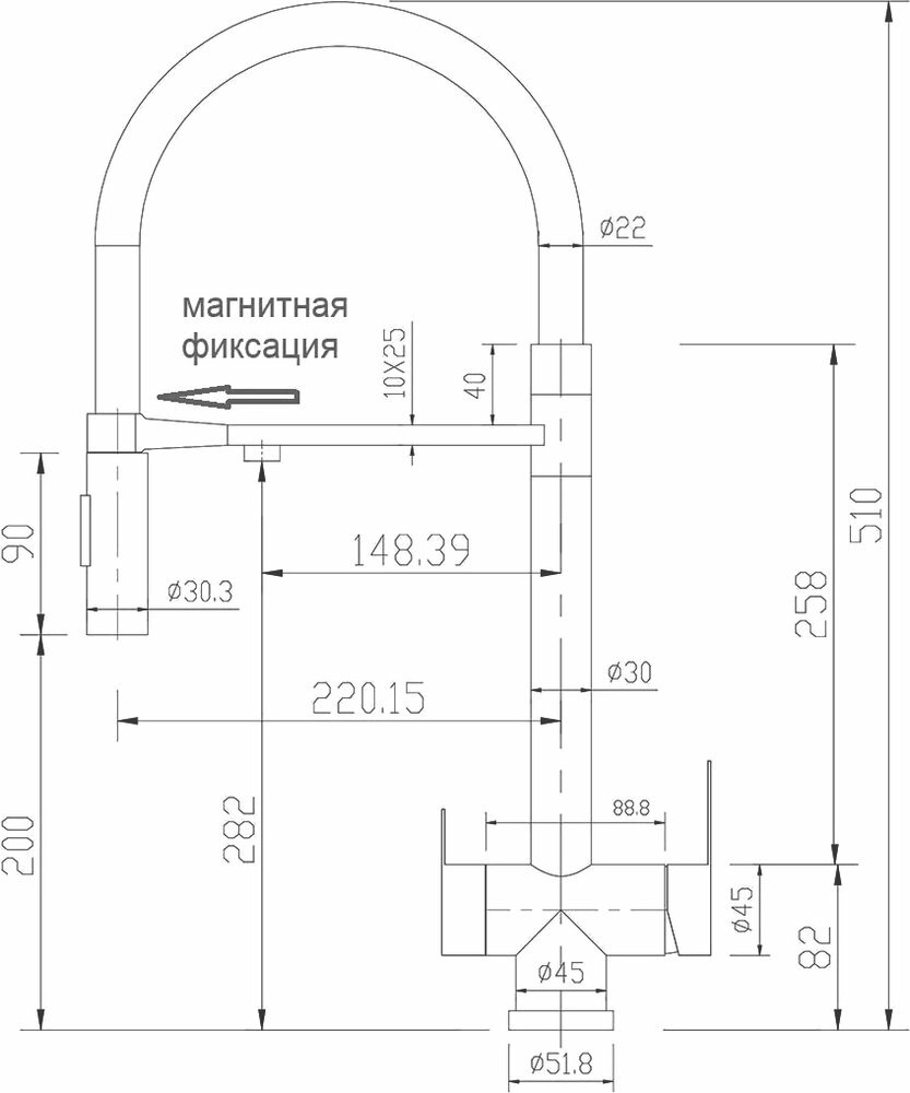 Смеситель для кухни Zorg Sanitary SZR-3030 GRAFIT черный - фото №18