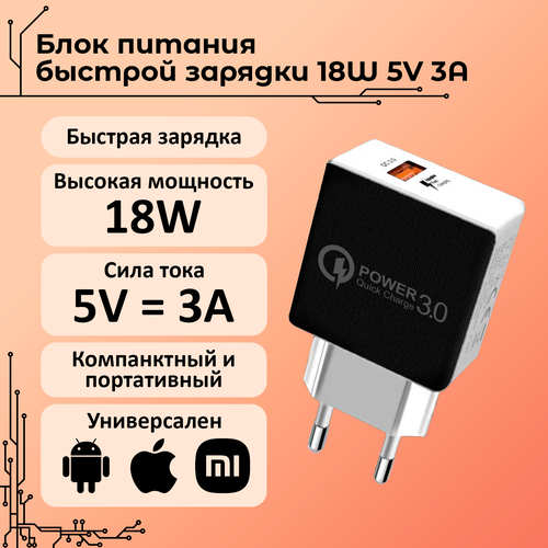 Блок быстрой зарядки 18W Quick Charge 3.0 5V 3A