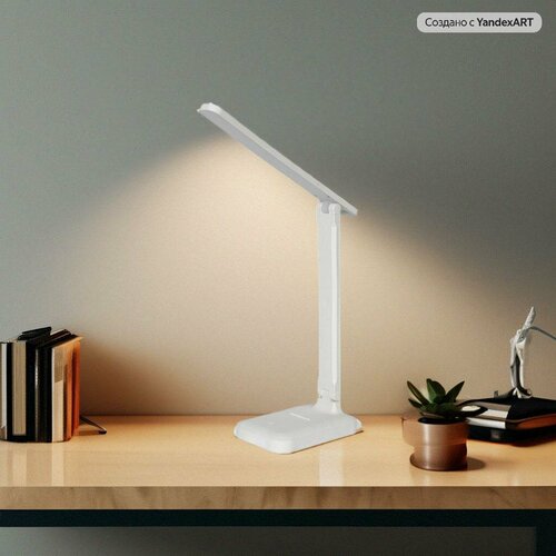 Настольный светодиодный USB светильник GLANZEN DL-0002-08-R-white / настольная лампа для школьника, для дома, освещение в спальню, детскую, прихожую