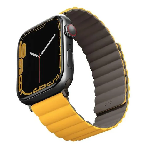 Ремень силиконовый Uniq REVIX для Apple Watch 49/45/44/42, цвет горчичный/хаки (MUSTARD/KHAKI)