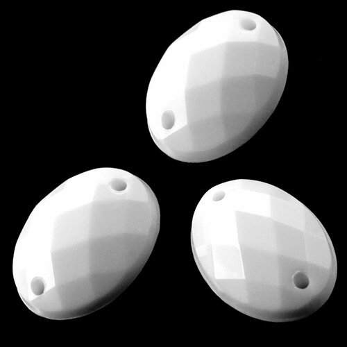 Стразы пластиковые пришивные овальные, набор 150 штук, цвет Белый 8, 14, 18 мм, набор для украшения одежды, танцевальных костюмов, купальников для художественной гимнастики