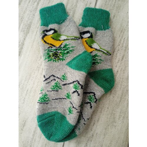 фото Носки , размер 37/39, серый, зеленый, желтый женские
