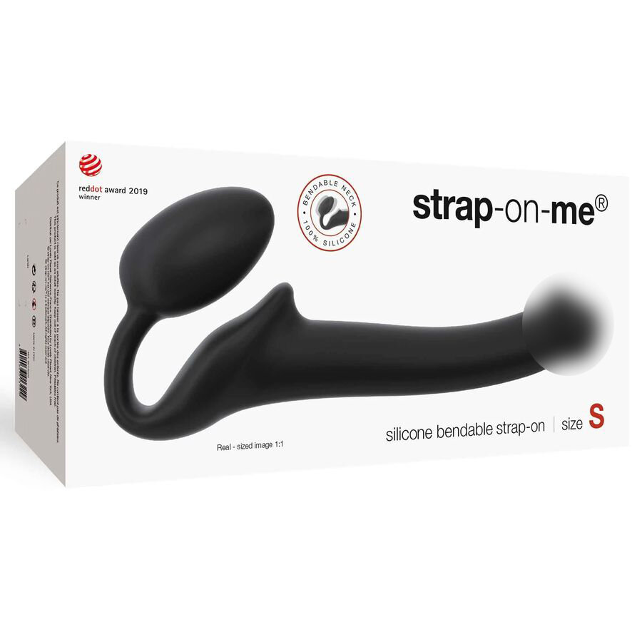 Страпон Strap-On-Me Semi-Realistic гнущийся, черный S, 17 см — фото 1