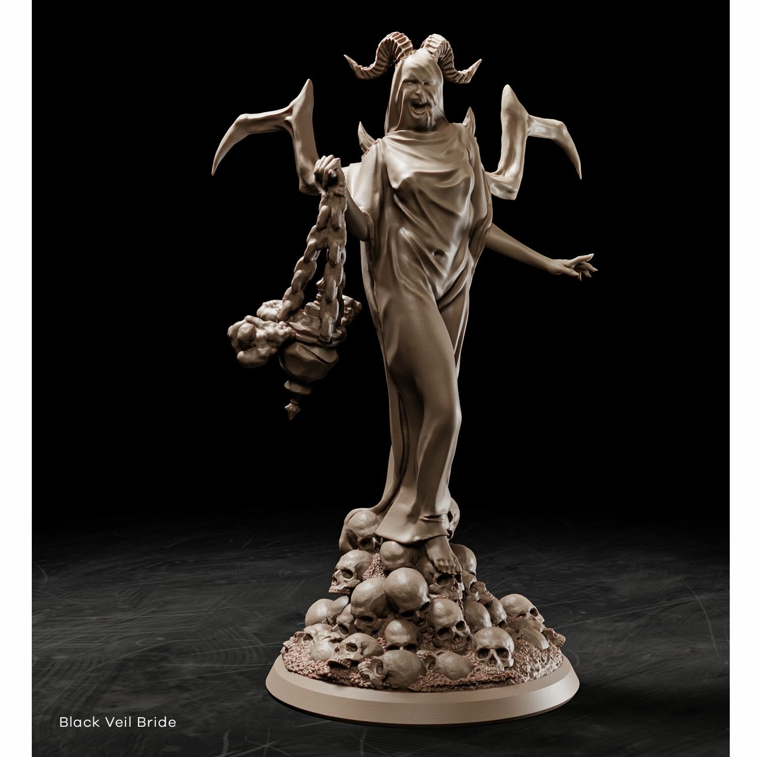 Fantasy миниатюра Невеста-демон (Black Veil Bride - demon) игровая фигурка для раскрашивания ( 51мм) база 25мм