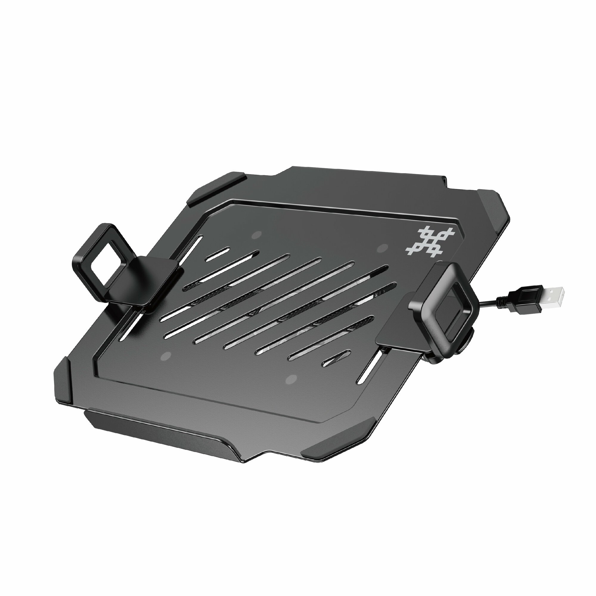 Полка-крепление Uniteki DMN09USB для ноутбука или планшета диагональ 12-17 дюймов раздвижная с охлаждением и подсветкой RGB