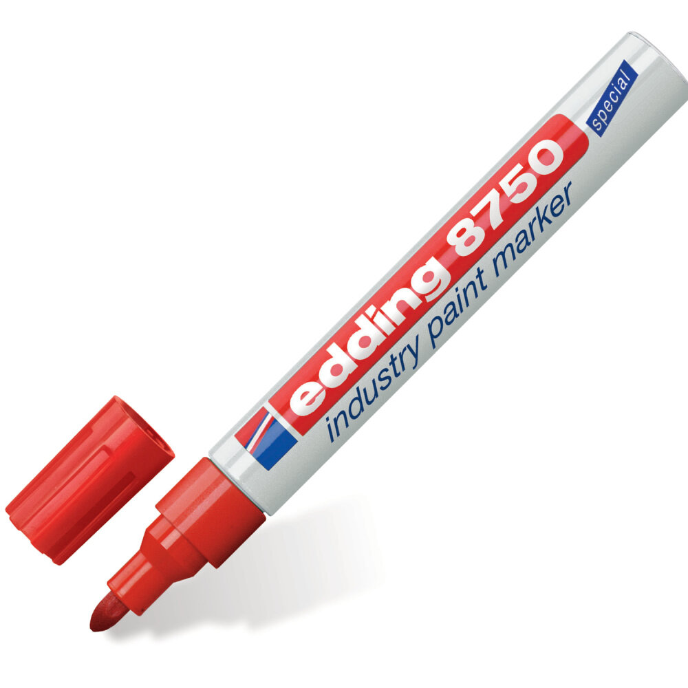 Маркер-краска лаковый (paint marker) EDDING 8750, красный, 2-4 мм, круглый наконечник, алюминиевый корпус, E-8750/2 упаковка 2 шт.