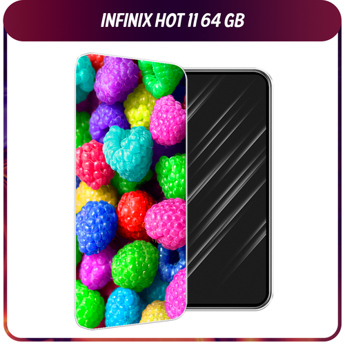 Силиконовый чехол на Infinix HOT 11 Helio G70 64 GB / Инфиникс Хот 11 Helio G70 64 GB Леденцовая малина силиконовый чехол цветы витраж на infinix hot 11 helio g70 64 gb инфиникс хот 11 helio g70 64 gb