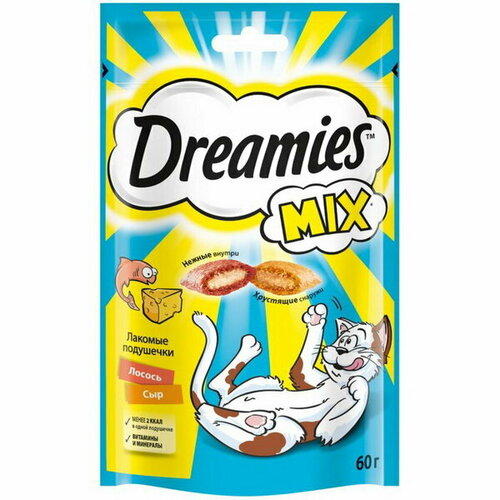 Лакомство Dreamies для кошек, лосось/сыр, 60 г