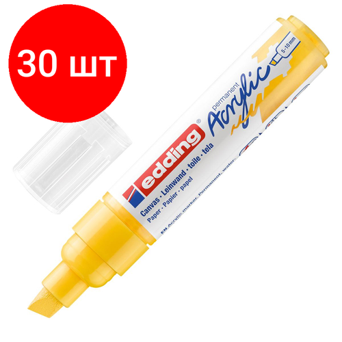 Комплект 30 штук, Маркер акриловый Edding 5000/905. скош. нак. 5-10 мм. Цвет Желтый