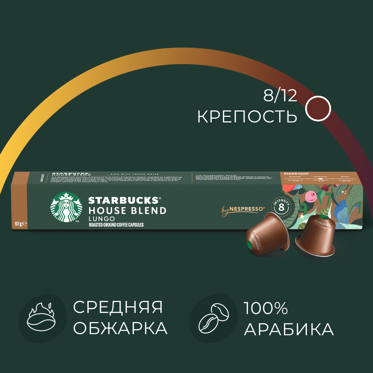 Кофе в капсулах Starbucks Nespresso Capsules House Blend, Старбакс в капсулах для кофемашины Неспрессо, эспрессо, 10 штук - фотография № 6