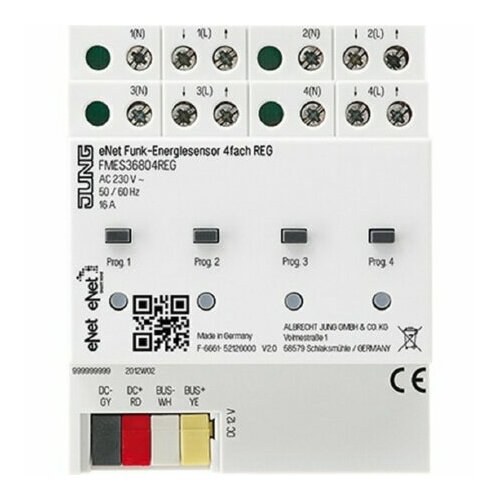 Беспроводной датчик энергии 4-канальный РЭГ - Управление энергопотреблением для шинной системы F Jung 4011377086692 9060400₽
